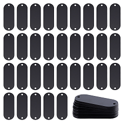 Black Aluminum Connector Charms, Oval Stamping Blank Tags, Black, 50.5x19x1mm, Hole: 3mm