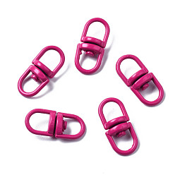 Camellia Spray Painted Eco-Friendly Alloy Double Eye Swivel Clasps, Swivel Snap Hook, Key Clasp Connectors, Cadmium Free & Nickel Free & Lead Free, Camellia, 19x9x6mm, Hole: 5X5.5mm