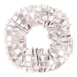 Серебро Ткань и квадратная большая резинка для волос с ярким срезом, ободок для волос, серебряные, 105 мм