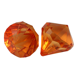 Темно-Оранжевый Прозрачные акриловые подвески, граненых алмазов, темно-оранжевый, шириной около 28 мм, 31 мм длиной, Отверстие : 3 мм , около 52 шт / 500 г