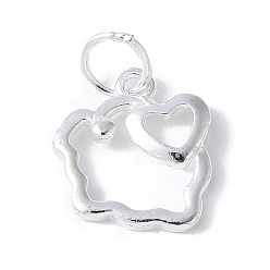 Свинья 925 подвески из стерлингового серебра с изображением китайского зодиака, с прыжковых колец, серебряный цвет гальваническим, свинья, 9.5~15x10~11.5x1~2 мм, отверстие : 3.5 мм