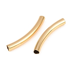 Plaqué 18K Or Véritable Perles tubulaires en laiton shegrace, tube incurvé, sans cadmium et sans nickel et sans plomb, réel 18 k plaqué or, 23.5x2.9mm, Trou: 2.3mm