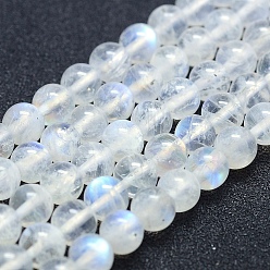 Rainbow Moonstone Бусины из натурального радужного лунного камня, класс А, круглые, 6 мм, отверстие : 1 мм, около 67 шт / нитка, 15.7 дюйм (40 см)