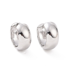 Platinum Brass Thick Hoop Earrings for Women, Platinum, 17x18x8mm, Pin: 1mm