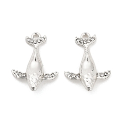 Платина Подвески из сплава с покрытием стойки со стразами, кит, платина, 28x19.5x7 мм, отверстие : 1.8 мм