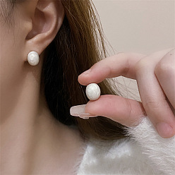 Oval Серьги-гвоздики из латуни, реальный 14 k позолоченный, овальные, 12x10 мм