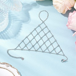 Платина Латунные кабельные цепи кольца браслеты для женщин, ромб, с сердцем 201 подвески из нержавеющей стали и латунные соединительные подвески, платина, 5-5/8 дюйм (14.3 см)