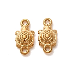 Real 18K Gold Plated 304 Stainless Steel Connector Charms, Turtle Links, Ion Plating(IP), Long-Lasting Plated, Real 18K Gold Plated, 10.5x5.5x2.5mm, Hole: 1mm