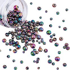 Regenbogen plattiert Galvanisierte natürliche Lavasteinperlen, Runde, Multi-Farbe plattiert, 4 mm / 6 mm / 8 mm / 10 mm, Bohrung: 0.5~1.2 mm, 180 Stück / Karton