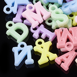 Mixed Color AS Plastic Charms, Mixed Letters, Mixed Color, 13~14x5~13x4mm, Hole: 2mm, about 1900pcs/500g
