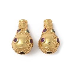 Другие Матовый золотой цвет 925 стерлинговое серебро, паве из кубического циркония 3 бусины Hole Guru, 14x9 мм, отверстие 1: 2 мм, отверстие 2: 2.5 мм