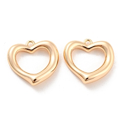 Настоящее золото 18K Латунные подвески, без кадмия, без никеля и без свинца, шарма сердца, реальный 18 k позолоченный, 15.5x15.5x3 мм, отверстие : 1.2 мм