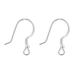 Серебро 925 стерлингового серебра серьги крюков, серебряные, 18x9 мм, отверстие : 2 мм, 24 датчик, штифты : 0.7 мм