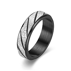 Черный Матовая полоса 304 вращающееся кольцо для пальца из нержавеющей стали, Кольцо-спиннер для успокоения беспокойства, медитации, чёрные, размер США 10 (19.8 мм)