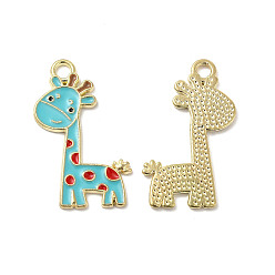 Светло-Синий Подвески из эмали и сплава, прелести жирафа, золотые, голубой, 27x17x1 мм, отверстие : 2 мм