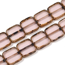 Розово-Коричневый Чешские прессованные стеклянные бусины, квадратный, розово-коричневый, 12x12.5x3.5 мм, отверстие : 0.8 мм, около 40 шт / упаковка