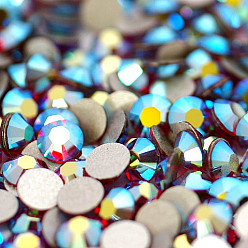 Сиамский Стеклянные стразы, плоский зад, класс А, с покрытием на задной стороне, граненые, AB цвет, полукруглый, Сиам, 4.6~4.8 мм