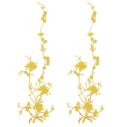 Золотистый Полиэстер гладить/пришивать заплатки, термоклей, аппликации из ткани, цветок, золотые, 535x173x1 мм