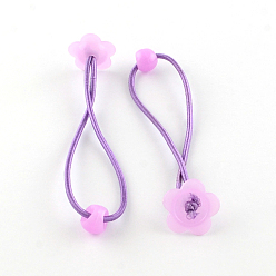 Сливовый Цветок аксессуары для волос эластичные волосы галстуки, Держатель конского хвоста, с акриловой, слива, 180x2 мм, 100pcs / пачка