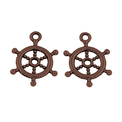 Красная Медь Тибетском стиле сплава шлем подвески, без кадмия, без никеля и без свинца, Красная медь, 20x15x1.5 мм, отверстие : 2 мм