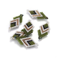 Colorful MIYUKI & TOHO Handmade Japanese Seed Beads Links, Loom Pattern, Double Rhombus, Colorful, 27~29x13~14x1.7mm, Hole: 1.5mm