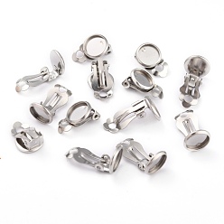 Нержавеющая Сталь Цвет Не тускнеет 304 застежка-клипса из нержавеющей стали, плоско-круглые, цвет нержавеющей стали, 15.5x10x8 мм, отверстие : 3 мм, лоток : 8 мм