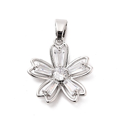 Платина Стойка металлическая латунная микропрофилированная кубическая циркония подвески, без свинца и без кадмия, долговечный, цветок, платина, 20.5x19x3.5 мм, отверстие : 6x3.5 мм