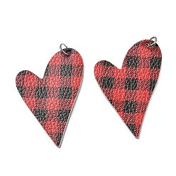 Сердце Большие кожаные подвески, с железным кольцом, коллекция ко дню святого валентина, сердце, 54x36x2 мм, отверстие : 5 мм