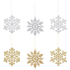 (52) Непрозрачная лаванда 12 наборы 6 стиль рождественская снежинка пластиковая подвеска украшение, с веревкой, для украшения елки, разноцветные, 150~152x132~133x2~3 мм, отверстие : 2~11 мм, 2 наборы / стиль