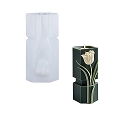 Белый Силиконовые формы для свечей своими руками, для изготовления свечей, прямоугольник с тюльпаном, белые, 57x67x115 мм, внутренний диаметр: 44x50 мм