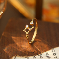 Рак 925 Кольца-манжеты из стерлингового серебра с микропаве из прозрачных кубических цирконий, золотые, рак, внутренний диаметр: регулируемый