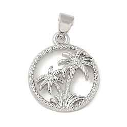 Платина Латунные подвески, кокосовая пальма, платина, 20x17x3 мм, отверстие : 3.5x4 мм
