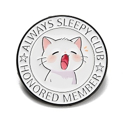 Белый Эмалированные значки с котом из клуба «Всегда сонный», Черные металлические застежки для значков на лацкан для рюкзака или одежды, белые, 32 мм