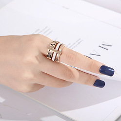 Розовое Золото Римские цифры 304 кольца из нержавеющей стали и хрустальных страз, розовое золото , размер США 8 (18.1 мм)