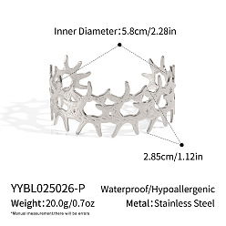 Нержавеющая Сталь Цвет Европейский стиль 304 браслет-манжета из нержавеющей стали для женщин, филиал, цвет нержавеющей стали, внутренний диаметр: 2-1/4 дюйм (5.8 см)