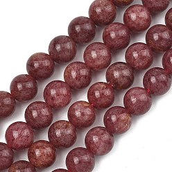 Клубничный Кварц Природного кварца клубники нитей бисера, круглые, 8 мм, отверстие : 1 мм, около 48 шт / нитка, 15.16 дюйм (38.5 см)