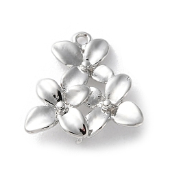 Платина Подвески из латуни, без кадмия, без никеля и без свинца, тройные цветочные ссылки, платина, 15x15x4 мм, отверстия : 1.2 mm и 1 мм
