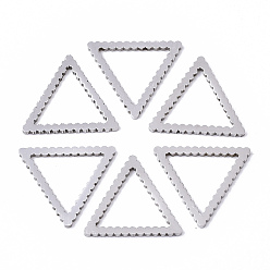 Stainless Steel Color Tarnish Resistant 201 Stainless Steel Linking Rings, Laser Cut, Triangle, Stainless Steel Color, 13x15x1mm, Inner Diameter: 9x10mm