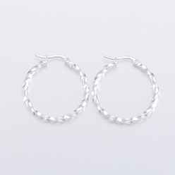 Серебро Серьги из 304 нержавеющей стали, гипоаллергенные серьги, форма витого кольца, серебряные, 31x30x2.5 мм, 10 датчик, штифты : 1x0.8 мм