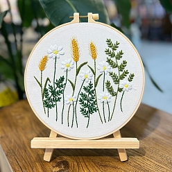 White Flower Pattern DIY Embroidery Kits, Including Embroidery Cloth & Thread, Needle, Embroidery Hoop, Instruction Sheet, White, 200mm