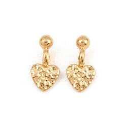 Golden 201 Stainless Steel Charms, Hammered Heart Charms, PVD Vacuum Plating, Golden, 12x6x1.2~4.5mm, Hole: 1.8mm