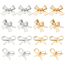 (52) Непрозрачная лаванда 24шт. 4 стили латунные серьги-гвоздики фурнитура, без никеля , бантом, 24 гайки ушные пластиковые, разноцветные, 11x16 мм, отверстие : 1.2 мм, штифты : 0.6 мм