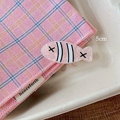 Pink Акриловая крокодил заколки, рыба, розовые, 50 мм