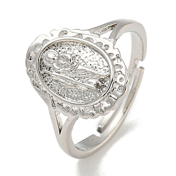 Платина Овальные женские регулируемые кольца из латуни с покрытием «святая стойка», без свинца и без кадмия, платина, внутренний диаметр: 16 мм, святой: 15мм