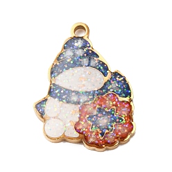 Снеговик Рождество 304 эмалированные подвески из нержавеющей стали, с напудренным золотом, ионное покрытие (ip), без кадмия, без никеля и без свинца, снеговик, 16.5x13.5x2.5 мм, отверстие : 1.4 мм