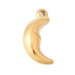 Золотой 304 подвески из нержавеющей стали, луна с очарованием лица, золотые, 16x8.5x3.5 мм, отверстие : 1.2 мм