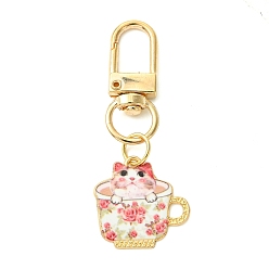 Разноцветный Подвеска из сплава с эмалью, с поворотными застежками сплава, форма кошки с чашкой, красочный, 58 мм
