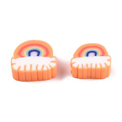 Коралловый Бусины из полимерной глины , радуга, коралл, 6~9x8~11x4 мм, отверстие : 1.6 мм