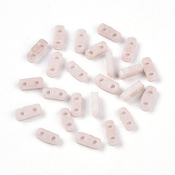 Розовый 2 бисер матовый стеклянный непрозрачный, прямоугольные, туманная роза, 4.5~5x2x1~1.5 мм, отверстие : 0.5~0.8 мм