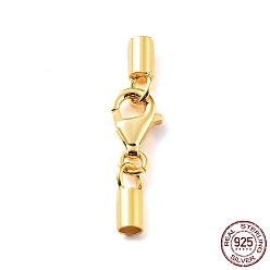 Настоящее золото 18K 925 стерлингового серебра застежкой омар коготь, с концами шнура и 925 штампом, реальный 18 k позолоченный, 22 мм, внутренний диаметр: 2 мм